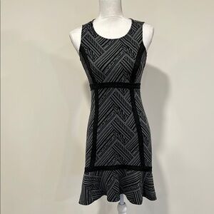 Anthropologie Tabitha Elegant Black and Gray Patterned Dress Size 2